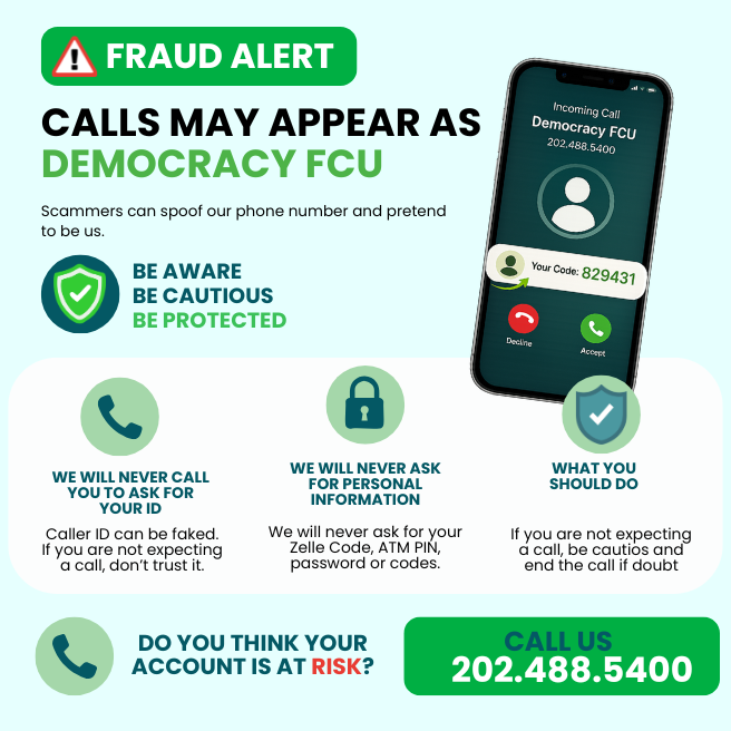 Beware of fraud if you think your account is at risk call us at 202 488 5400 click to learn more