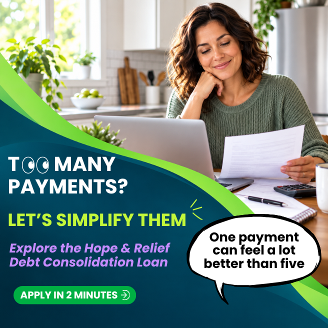 Too many payments lets simplify them click to learn more and apply for the hope and relief debt consolidation