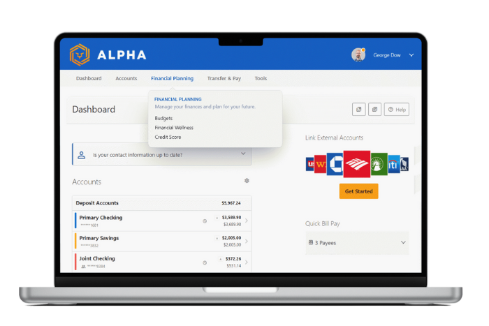 Online Banking Desktop Screen